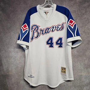 NWT Mitchell Ness Authentic 1974 Atlanta Braves Hank Aaron 44 Jersey 48 XL $300 - Picture 1 of 11