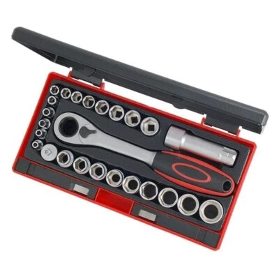 25PC GO THROUGH RATCHET SOCKET SET 10-19MM HOLLOW WRENCH - CT1717 - Image 1 of 3