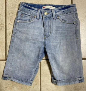 Levi Strauss Cuff Denim Jean Bermuda Shorts Girls Youth Size 6 - Picture 1 of 7