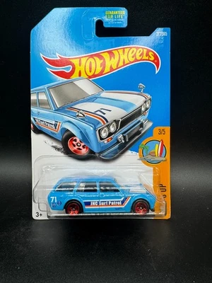 Vagón Hot Wheels #277 Surf's Up 3/5 '71 Datsun Bluebird 510 azul rojo ruedas E Foto 1 de 3