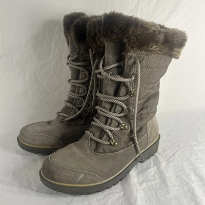 Baretraps Women’s Winter Snow Boots Faux Fur Stay Dry System Size 8.5 Taupe - Image 1 of 4