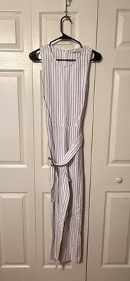 Mono sin mangas con cinturón mezcla de lino a rayas LOFT ~ para mujer talla 2 ~ ¡NUEVO CON ETIQUETAS! Foto 1 de 4