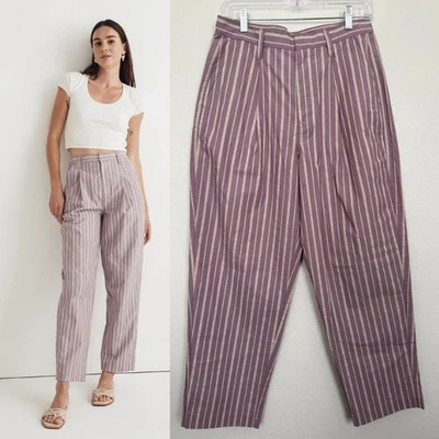 Pantalones de pierna cónica plisados Madewell en popelina púrpura exclusiva para mujer 6 NUEVO Foto 1 de 4