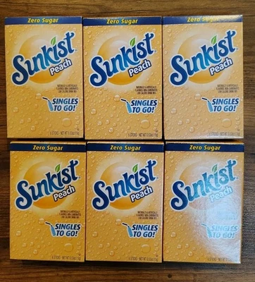 6 Cajas Sunkist Singles to Go Drink Mix Melocotón Cero Azúcar, Caduca Enero 2027 Foto 1 de 2