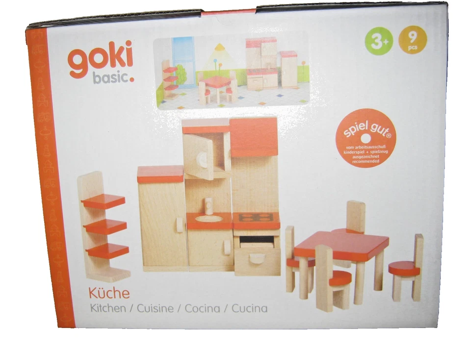 Goki Küche, Möbel für Puppenhaus, Holz, 9 Teile ! - Bild 1 von 1