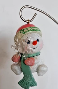 Hallmark Ornament 1989 Frohe Weihnachten Enkelin Schneemann 3" groß - Bild 1 von 1