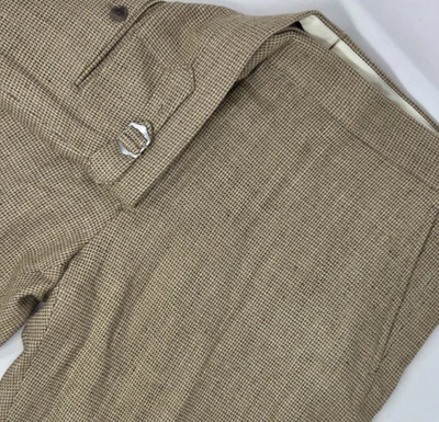 Calça Ralph Lauren Roxa Etiqueta Gregory Personalizada à Mão Tick-Weave Lã Seda 38 - Imagem 1 de 4