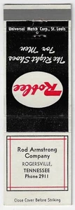 Rod Armstrong Company Rogersville Tennessee Roblee Zapatos Cubierta Vacía Matchbook - Imagen 1 de 3