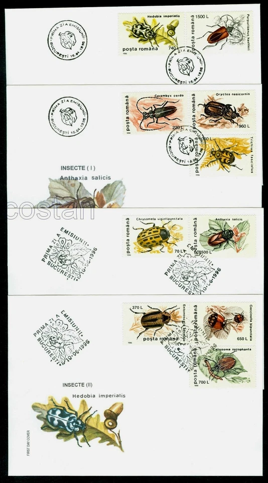 1996 Insects,Insekten,Insectes,Insetti,Definitives,Romania,Mi.5165,5188(10),FDC - Image 1 of 1