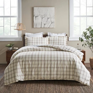 Plaid Flanell Baumwolle Bettwäscheset, flauschig warm Bettbezug, rustikale Bauernbettwäsche - Bild 1 von 9