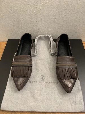 Mocasines puntiagudos Brunello Cucinelli para mujer marrón con flecos planos talla EU 41 Foto 1 de 4