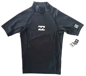 Billabong Boys Size 12 All Day Wave Black Performance Fit Rash Guard Surf Shirt - Picture 1 of 3