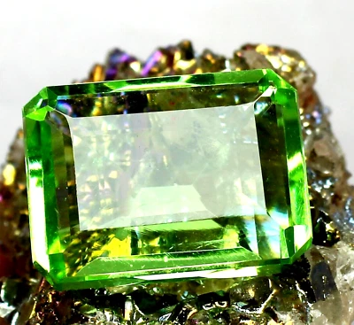 AAA+ 17.85 Ct. Large Green Peridot VVS1 Emerald Cut Loose Gemstone @Women Gifts - Image 1 of 4