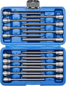 Juego De Dados Con Puntas Hexagonales Allen Extralargas De 3/8" De 18 Piezas NEW - Picture 1 of 8
