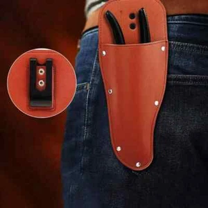 PU Leather Pruner Sheath Scissor Belt Holder Lock Button Protective Case Gardon - Picture 1 of 6