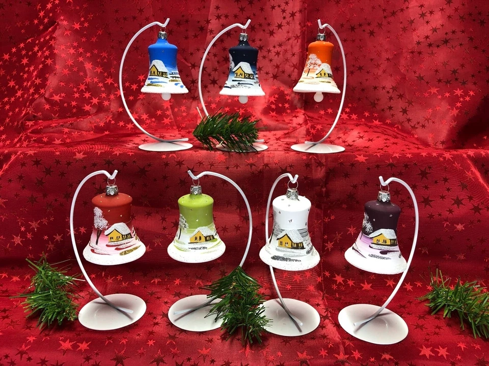 Glocke Mini Glas Christbaum Schmuck Baumbehang Weihnachtsbaum Handarbeit Lauscha - Bild 1 von 4