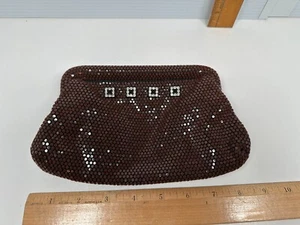 VTG Brown Reflective Lucite Tiles Disco Purse Handbag Glam Textured Clutch Purse - Picture 1 of 13
