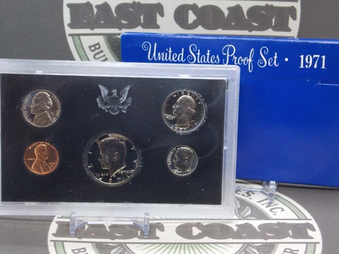 1971 U.S. Mint PROOF Set (5 Coin) Original Box East Coast Coin & Collectables Cover