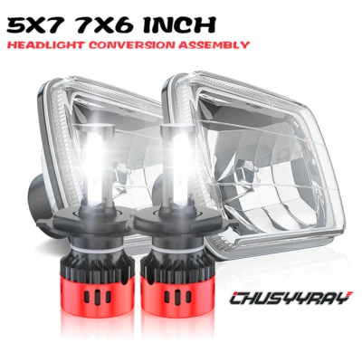 100W DOT 5x7" 7x6" LED Headlight Hi/Lo Beam For Dodge D150 D250 D350 Ram 50 H4 - Изображение 1 из 4