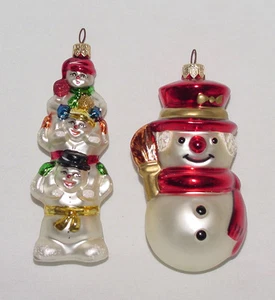 ¡PAR PERFECTO Adornos de Navidad de Vidrio Mercurio Grande Elegante "MUÑECO DE NIEVE"! - Imagen 1 de 3