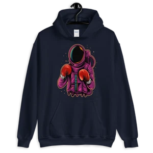 Unisex Fighter Astronaut Hoodie, Funny Hooded Sweatshirt Fashion with Design - Picture 1 of 13