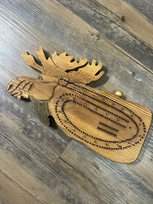 Tabla de cuna Bull Moose vintage hecha a mano de madera Foto 1 de 4