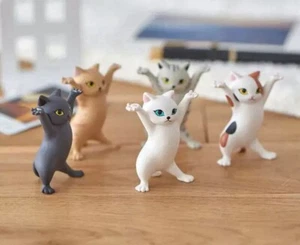 5PCS Anime Raising Dancing Cat Model Cat Ornaments Cat Figures Toys For - Picture 1 of 2