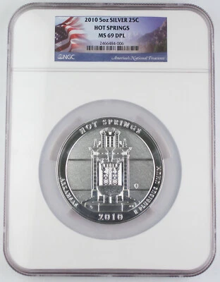 2010 Hot Springs America the Beautiful 5 Oz Silver Coin NGC MS69 DPL Proof Like - Image 1 of 4