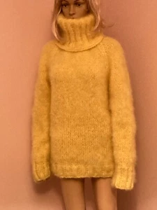 Brand New Hand Knitted Longhaired Mohair Sweater. Primrose yellow - Picture 1 of 4