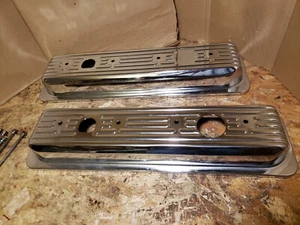 CHROME VALVE COVERS Small Block CHEVY 305-350 87-99 Chevrolet 1 & 2 Hole NOS VTG - Bild 1 von 12
