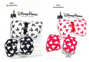 Disney Minnie Mouse Hair Barrettes Puffy Bows Red White Clasp Theme Parks NEW - Picture 1 of 5