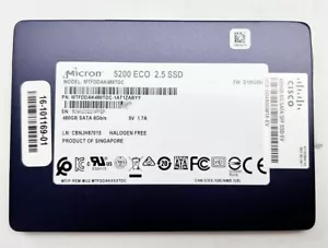 Micron 5200 ECO SSD 480GB SATA 6G 2.5' Model: MTFDDAK480TDC Without Bracket - Picture 1 of 2