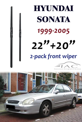 For Hyundai Sonata 1999-2005 22"+20"  Front Windshield Wiper Blade 2 Pack Foto 1 de 2