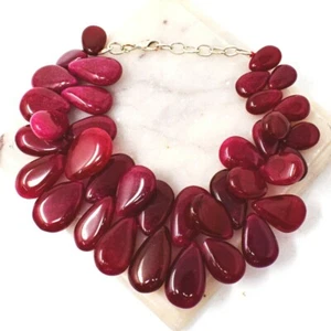 417.00 Cts Earth Mined 8" Long Red Ruby Pear Shape Beads Bracelet JK-19E233 - Picture 1 of 2