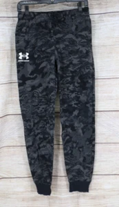 Under Armour Boys Youth Size Large Pull On Loose Tapered Sweatpants Black Gray - Picture 1 of 10