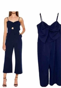 Bardot Lena Twist Bow Cutout Jumpsuit Blue Size 4 / XS - Picture 1 of 24