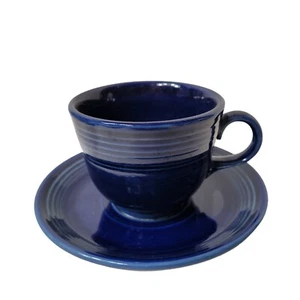 Fiesta Homer Laughlin Fiestaware Cobalt Blue Cup & Saucer Set - Picture 1 of 8
