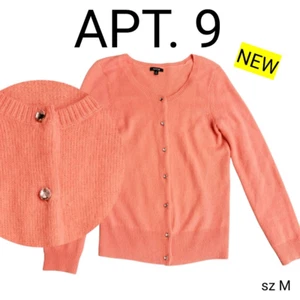 Apt. 9 NEUE melonenrosa weiche Angora Mischung Cardigan Pullover mit Strassknöpfen - Bild 1 von 6