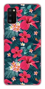 Coque en silicone imprimée compatible Samsung Galaxy A41 Hibiscus Fuchsia - Photo 1 sur 3