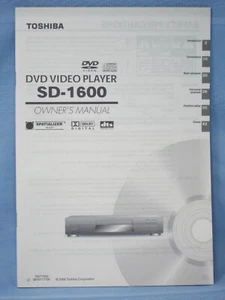 Original Toshiba Operating Instruction Owner's Manual  SD-1600  DVD Video Player - Picture 1 of 4