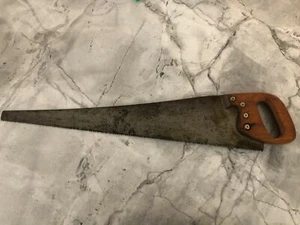 Vintage Antique ATKINS PERFECTION SILVER Wood Saw 26" Blade 5 TPI Wooden Handle - Picture 1 of 11