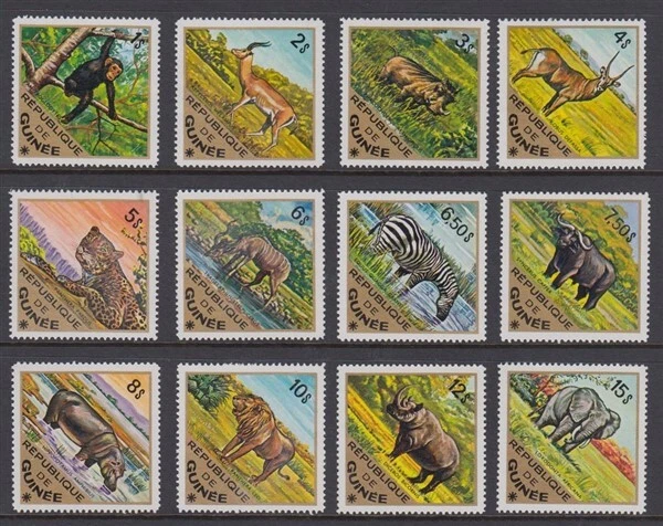 GUINEA REPUBLIC 1975 ANIMALS SET (x12) MNH (ID:802/D65559) - Image 1 of 1