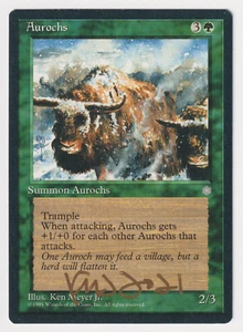 Gold Signed Aurochs HP Ice Age Artist Ken Meyer, Jr. 1995 WOTC MTG Magic Vintage - Picture 1 of 2
