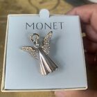MONET JEWELRY CRYSTAL SILVER TONE IRIDESCENT ANGEL SWEATER COAT PIN MSRP $35.00