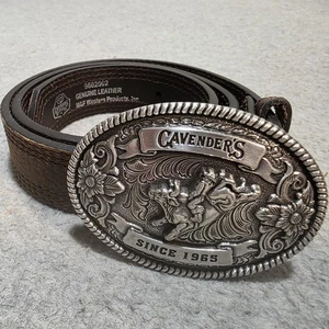 Cavender’s Jungen ovale Schnalle Rodeo braun Ledergürtel Größe 28 Cowboy - Bild 1 von 15