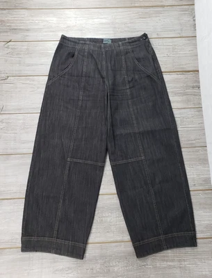 Pantalones de mezclilla Oska negros de algodón talla 4 cintura elástica botón lateral bolsillos con cremallera planos fr Foto 1 de 4