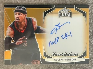 Allen Iverson 2024 Leaf Metal MHI-AI1 Gold Prismatic Inscription Autograph #/100 - Picture 1 of 2