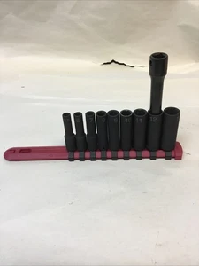 Husky Mac Tools 1/4 in. Drive Rail With #5.5,6,78,9,10,11,12, 13 Sockets *READ* - Foto 1 di 10