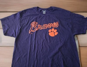Clemson Tigers x Atlanta Braves Purple Orange Men's XL T-Shirt NCAA MLB NWOT - Picture 1 of 13