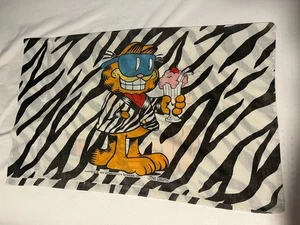 Vintage Garfield Kissenbezug Zebramuster 1978 Jim Davis coole Katze mit Eisbecher - Bild 1 von 11